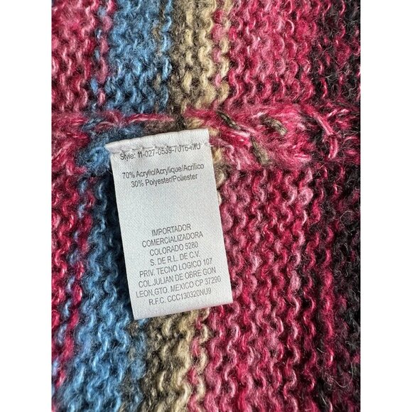 STETSON Women's Cardigan Sz Med Striped Oversized Knit Open-Front Sweater - Picture 5 of 7